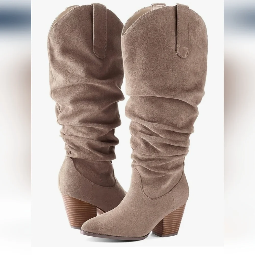 Amazon Women's Over the Knee Boots - Taupe, 8.5 Wide